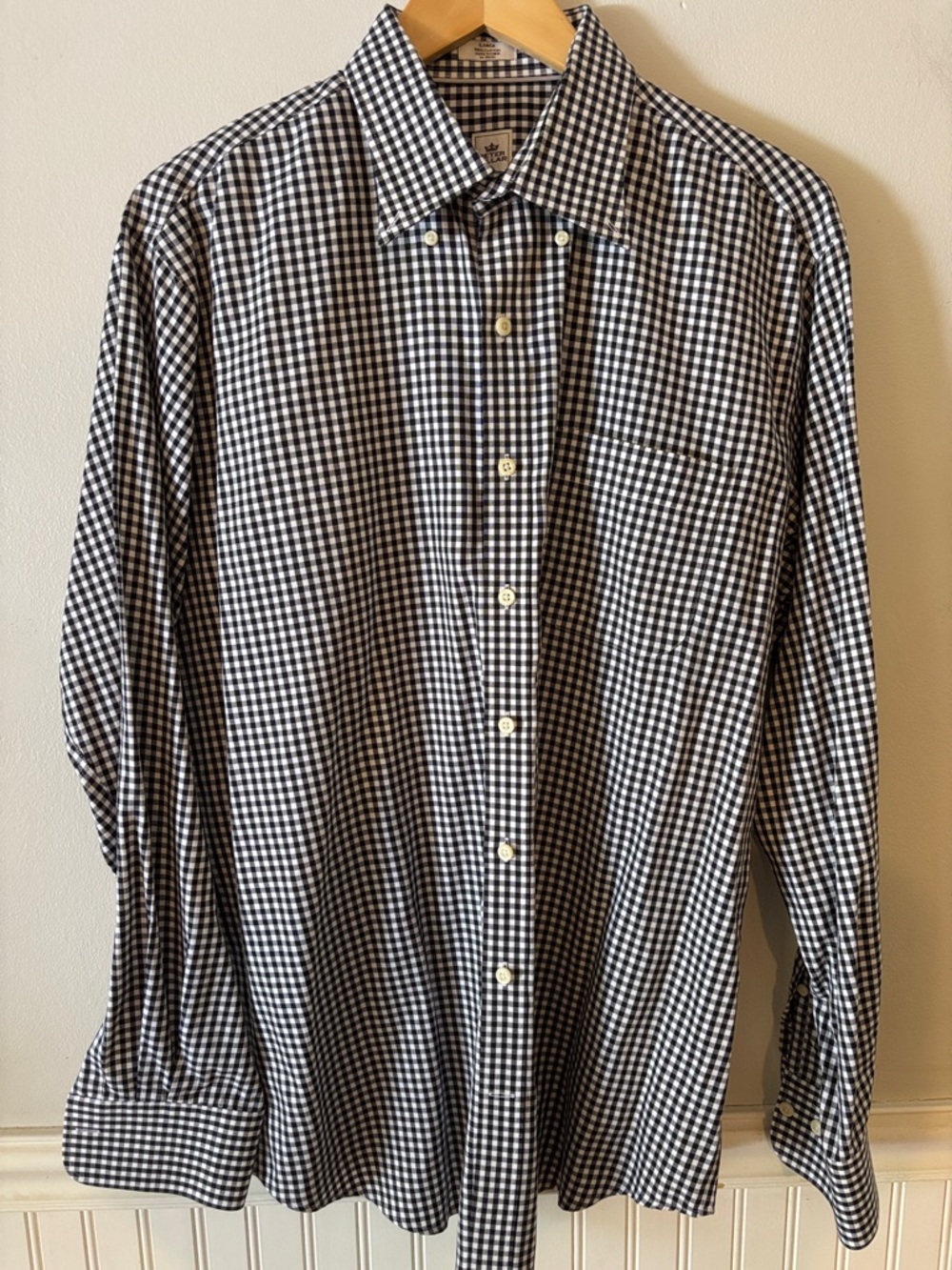 Peter Millar Nanoluxe Easycare Black and White Gingham Button-Down Dress Shirt